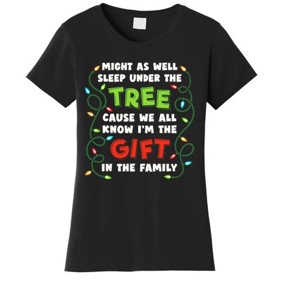 Might As Well Sleep Under The Tree Humor Favorite Person Funny Christmas Women's T-Shirt