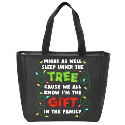 Might As Well Sleep Under The Tree Humor Favorite Person Funny Christmas Zip Tote Bag