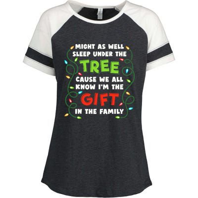 Might As Well Sleep Under The Tree Humor Favorite Person Funny Christmas Enza Ladies Jersey Colorblock Tee