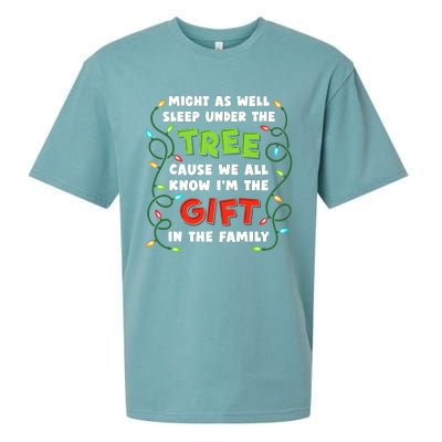 Might As Well Sleep Under The Tree Humor Favorite Person Funny Christmas Sueded Cloud Jersey T-Shirt