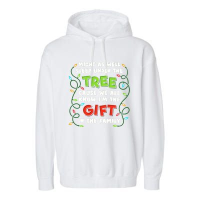 Might As Well Sleep Under The Tree Humor Favorite Person Funny Christmas Garment-Dyed Fleece Hoodie