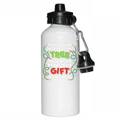 Might As Well Sleep Under The Tree Humor Favorite Person Funny Christmas Aluminum Water Bottle