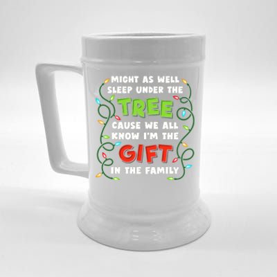 Might As Well Sleep Under The Tree Humor Favorite Person Funny Christmas Beer Stein