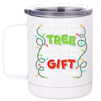 Might As Well Sleep Under The Tree Humor Favorite Person Funny Christmas 12 oz Stainless Steel Tumbler Cup