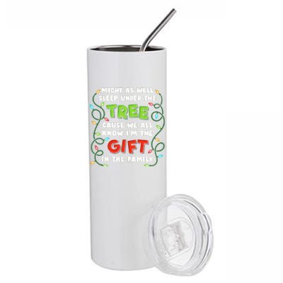 Might As Well Sleep Under The Tree Humor Favorite Person Funny Christmas Stainless Steel Tumbler