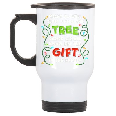 Might As Well Sleep Under The Tree Humor Favorite Person Funny Christmas Stainless Steel Travel Mug