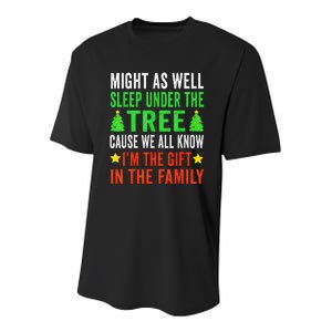 Might As Well Sleep Under The Tree Funny Christmas Family  Youth Performance Sprint T-Shirt