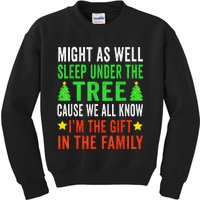 Might As Well Sleep Under The Tree Funny Christmas Family  Kids Sweatshirt