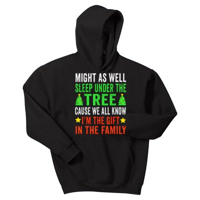 Might As Well Sleep Under The Tree Funny Christmas Family  Kids Hoodie