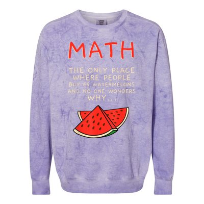 Math And Watermelons Mathematics Calculation Numbers Colorblast Crewneck Sweatshirt