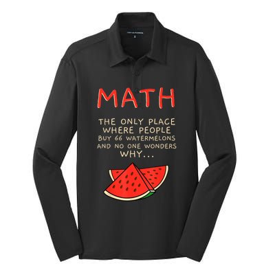 Math And Watermelons Mathematics Calculation Numbers Silk Touch Performance Long Sleeve Polo