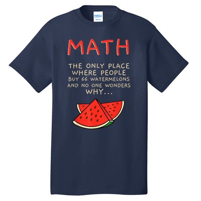 Math And Watermelons Mathematics Calculation Numbers Tall T-Shirt