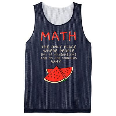 Math And Watermelons Mathematics Calculation Numbers Mesh Reversible Basketball Jersey Tank