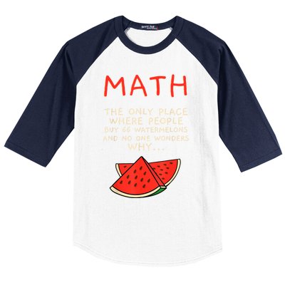 Math And Watermelons Mathematics Calculation Numbers Baseball Sleeve Shirt