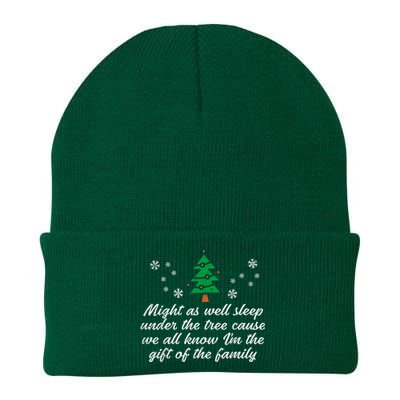 Might As Well Sleep Under The Tree Funny Christmas Xmas Knit Cap Winter Beanie