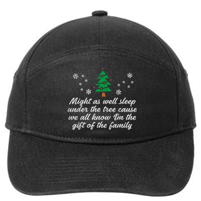 Might As Well Sleep Under The Tree Funny Christmas Xmas 7-Panel Snapback Hat