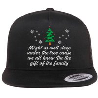 Might As Well Sleep Under The Tree Funny Christmas Xmas Flat Bill Trucker Hat