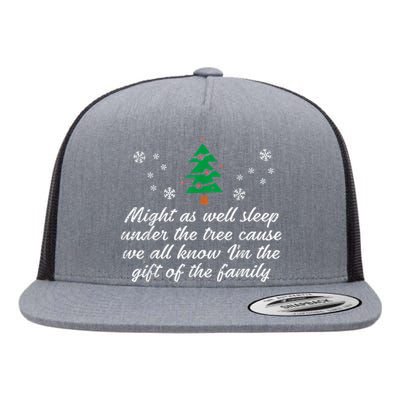 Might As Well Sleep Under The Tree Funny Christmas Xmas Flat Bill Trucker Hat