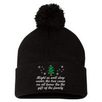 Might As Well Sleep Under The Tree Funny Christmas Xmas Pom Pom 12in Knit Beanie