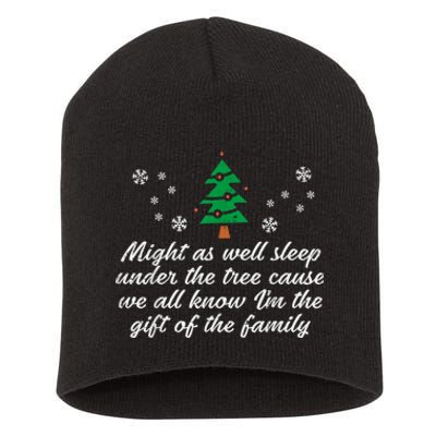 Might As Well Sleep Under The Tree Funny Christmas Xmas Short Acrylic Beanie