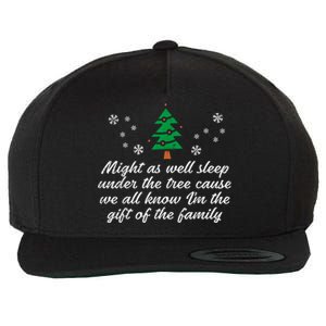 Might As Well Sleep Under The Tree Funny Christmas Xmas Wool Snapback Cap