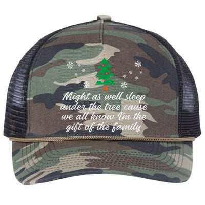 Might As Well Sleep Under The Tree Funny Christmas Xmas Retro Rope Trucker Hat Cap