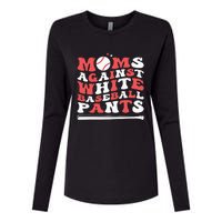 Moms Against White Baseball Pants Baseball Season Mom Womens Cotton Relaxed Long Sleeve T-Shirt