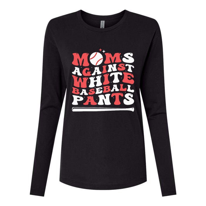 Moms Against White Baseball Pants Baseball Season Mom Womens Cotton Relaxed Long Sleeve T-Shirt