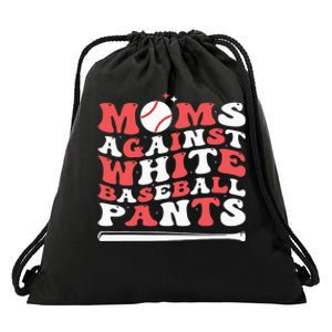 Moms Against White Baseball Pants Baseball Season Mom Drawstring Bag