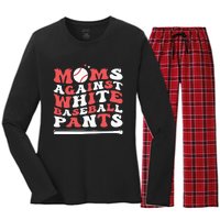 Moms Against White Baseball Pants Baseball Season Mom Women's Long Sleeve Flannel Pajama Set 