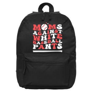 Moms Against White Baseball Pants Baseball Season Mom 16 in Basic Backpack