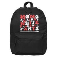 Moms Against White Baseball Pants Baseball Season Mom 16 in Basic Backpack