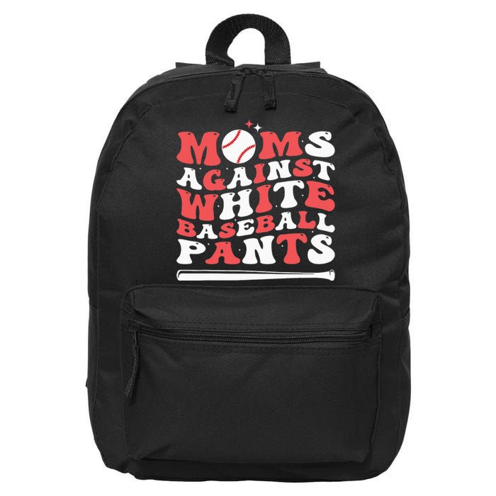 Moms Against White Baseball Pants Baseball Season Mom 16 in Basic Backpack