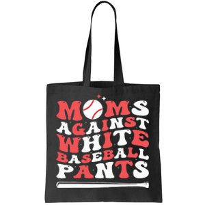 Moms Against White Baseball Pants Baseball Season Mom Tote Bag