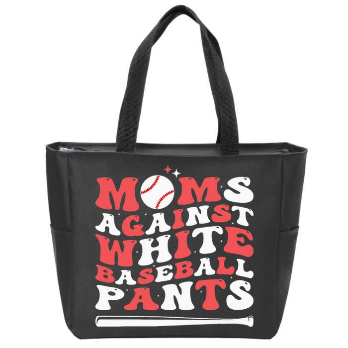 Moms Against White Baseball Pants Baseball Season Mom Zip Tote Bag