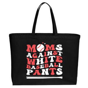 Moms Against White Baseball Pants Baseball Season Mom Cotton Canvas Jumbo Tote