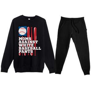 Moms Against White Baseball Pants Funny Baseball Mama Lover Gift Premium Crewneck Sweatsuit Set