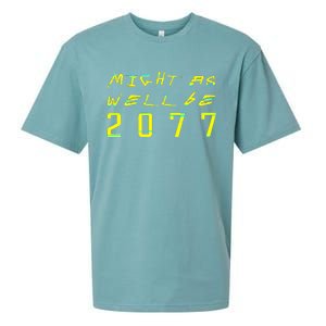 Might As Well Be 2077  Gamer meme  Retro Cyberpunks  Sueded Cloud Jersey T-Shirt