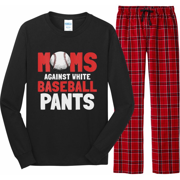 Moms Against White Baseball Pants Funny Saying Long Sleeve Pajama Set