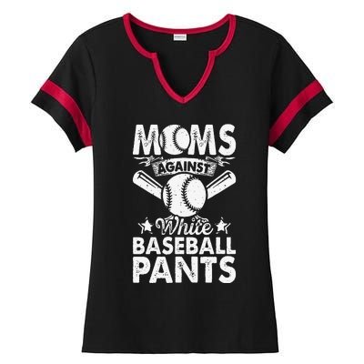 Moms Against White Baseball Pants Funny Baseball Mom Humor Ladies Halftime Notch Neck Tee