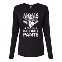 Moms Against White Baseball Pants Funny Baseball Mom Humor Womens Cotton Relaxed Long Sleeve T-Shirt