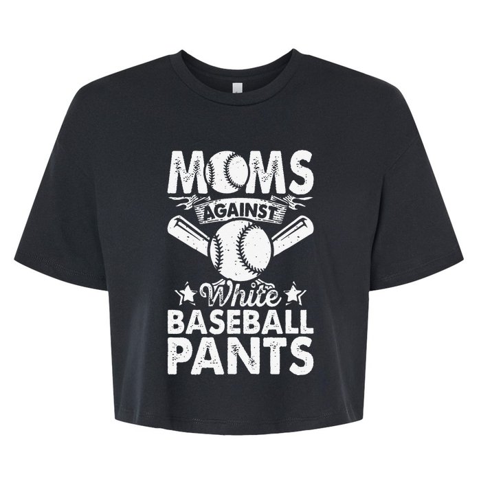 Moms Against White Baseball Pants Funny Baseball Mom Humor Bella+Canvas Jersey Crop Tee