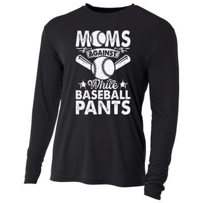 Moms Against White Baseball Pants Funny Baseball Mom Humor Cooling Performance Long Sleeve Crew