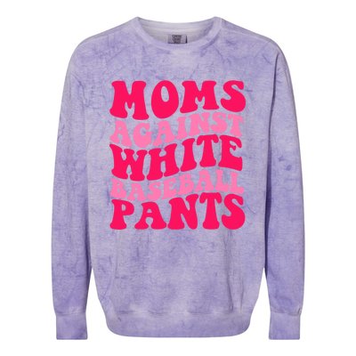 Moms Against White Baseball Pants Funny Groovy Sports Mama Cute Gift Colorblast Crewneck Sweatshirt