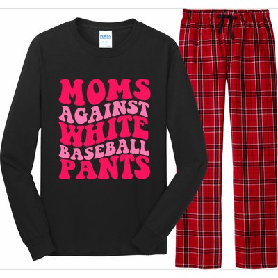 Moms Against White Baseball Pants Funny Groovy Sports Mama Cute Gift Long Sleeve Pajama Set