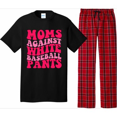 Moms Against White Baseball Pants Funny Groovy Sports Mama Cute Gift Pajama Set