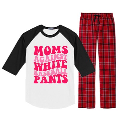 Moms Against White Baseball Pants Funny Groovy Sports Mama Cute Gift Raglan Sleeve Pajama Set