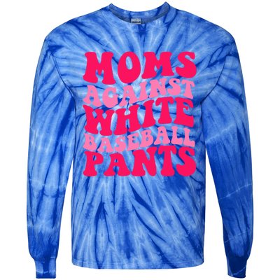 Moms Against White Baseball Pants Funny Groovy Sports Mama Cute Gift Tie-Dye Long Sleeve Shirt