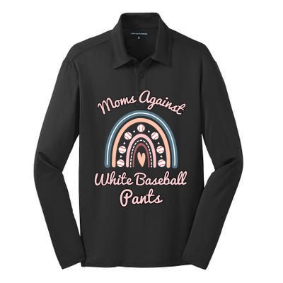 Moms Against White Baseball Pants Funny Baseball Mom Rainbow Funny Gift Silk Touch Performance Long Sleeve Polo