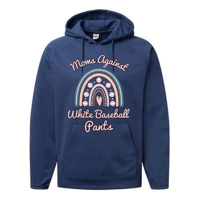 Moms Against White Baseball Pants Funny Baseball Mom Rainbow Funny Gift Performance Fleece Hoodie